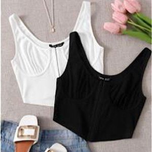 SHEIN Rutched Bust Crop Tank Tops